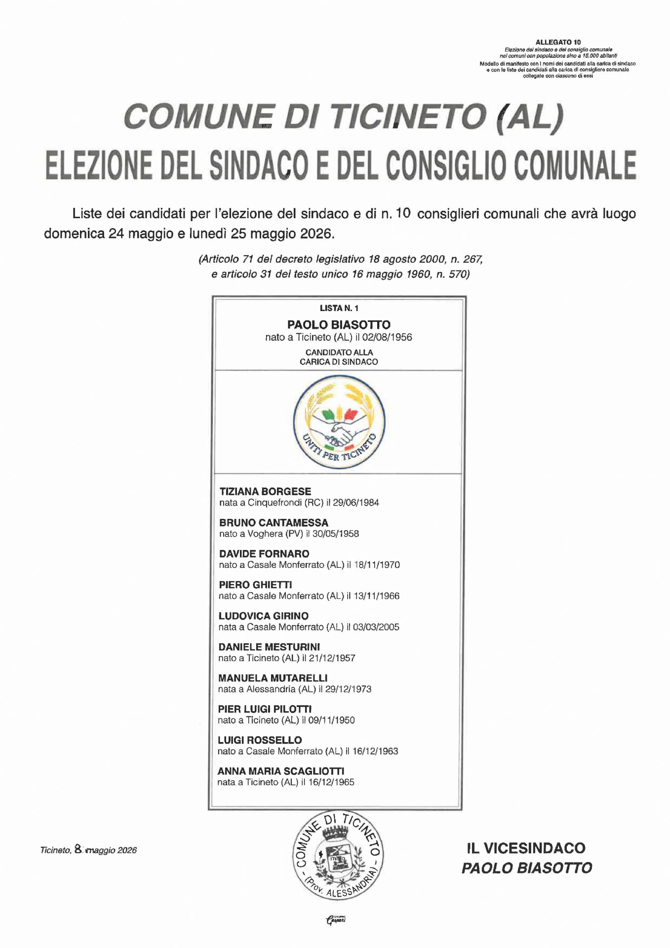 elezioni amministrative 24-25 maggio 2026 - candidati 
